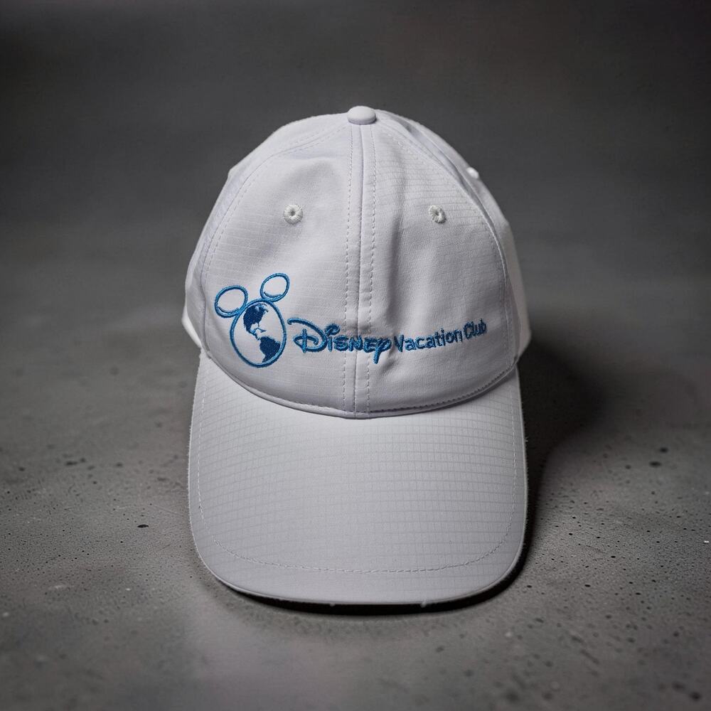 Disney Vacation Club Hat Cap Member White Adjustable Strap Parks World OSFA DVC